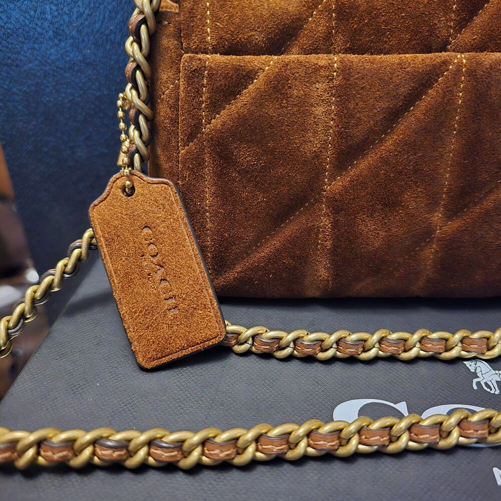 Coach Tabby 20 Brown Quilted Suede Shoulder Bag - Picture 11 of 14